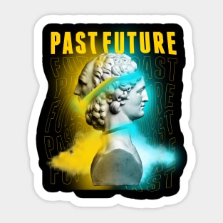 Janus Mythology Vaporwave Yellow and Blue Sticker